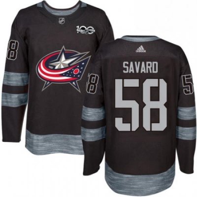 Mens Adidas Columbus Blue Jackets 58 David Savard Premier Black 1917 2017 100th Anniversary NHL Jersey