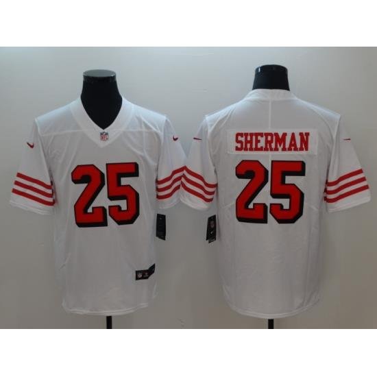 Men's San Francisco 49ers Richard Sherman 25 White Nike Scarlet Player Limited Jersey