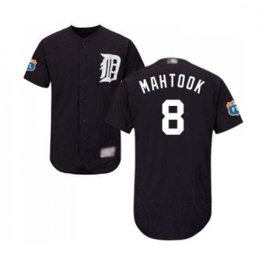 Mens Detroit Tigers 8 Mikie Mahtook Navy Blue Alternate Flex Base Authentic Collection Baseball Jersey