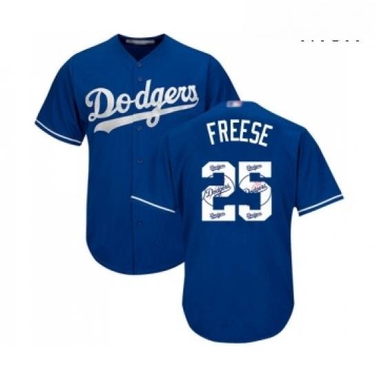 Mens Los Angeles Dodgers 25 David Freese Authentic Royal Blue Team Logo Fashion Cool Base Baseball Jersey