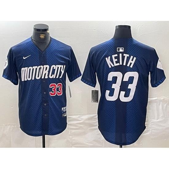 Men Detroit Tigers 33 Colt Keith 2024 Navy City Connect Cool Base Limited Stitched Jersey 1