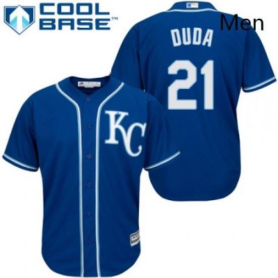 Mens Majestic Kansas City Royals 21 Lucas Duda Replica Blue Alternate 2 Cool Base MLB Jersey