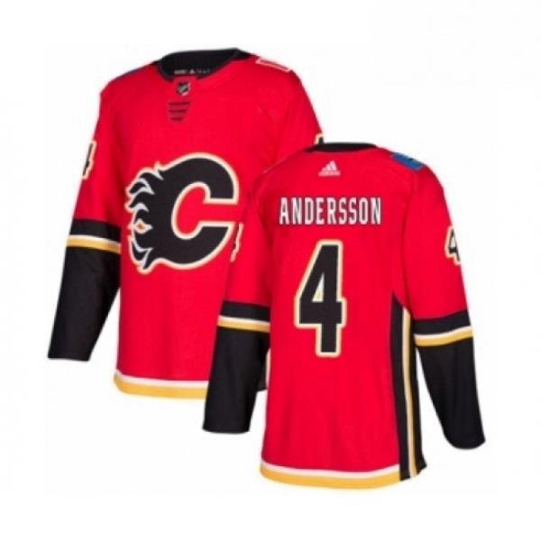 Mens Adidas Calgary Flames 4 Rasmus Andersson Premier Red Home NHL Jersey