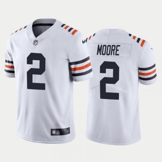 Men Chicago Bears 2 D J  Moore White Limited Stitched Football Jersey