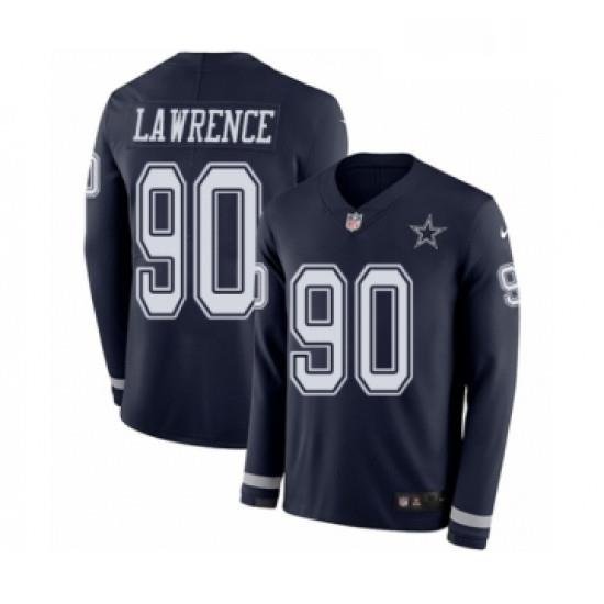 Mens Nike Dallas Cowboys 90 Demarcus Lawrence Limited Navy Blue Therma Long Sleeve NFL Jersey