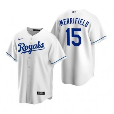 Mens Nike Kansas City Royals 15 Whit Merrifield White Home Stitched Baseball Jersey