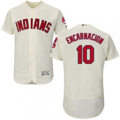 Mens Majestic Cleveland Indians 10 EdWin Encarnacion Cream Flexbase Authentic Collection MLB Jersey