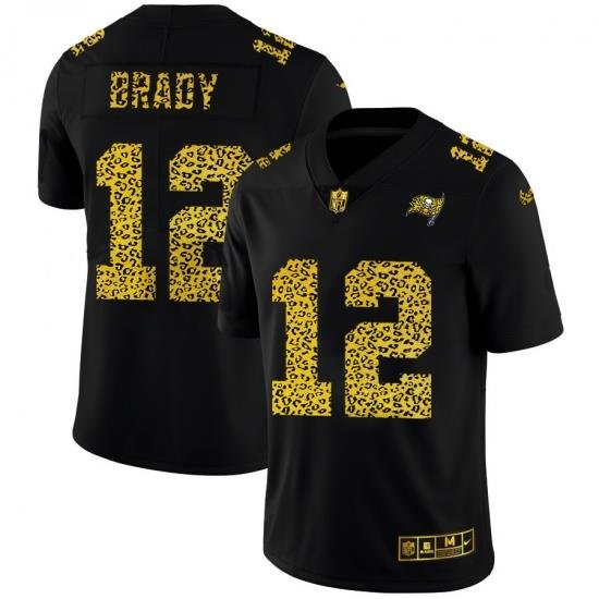 Tampa Bay Buccaneers 12 Tom Brady Men Nike Leopard Print Fashion Vapor Limited NFL Jersey Black