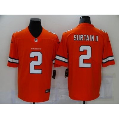 Men's Denver Broncos #2 Patrick Surtain II Nike Orange 2021 Draft First Round Pick Limited Jersey