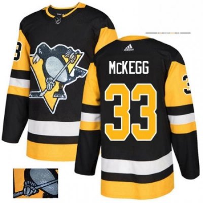 Mens Adidas Pittsburgh Penguins 33 Greg McKegg Authentic Black Fashion Gold NHL Jersey