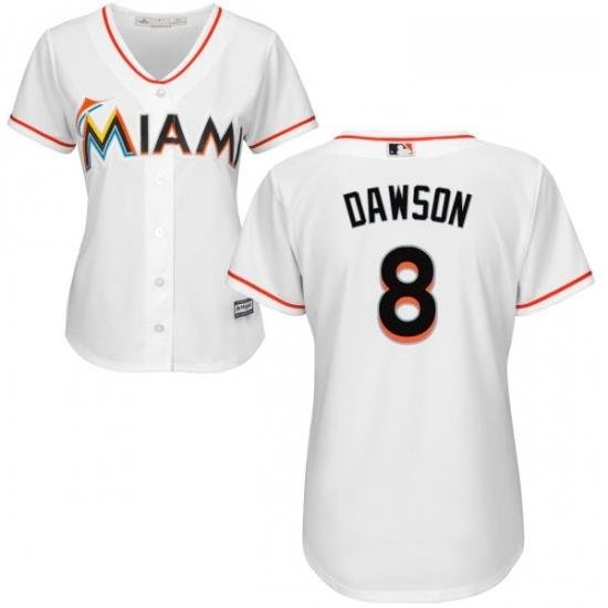 Womens Majestic Miami Marlins 8 Andre Dawson Replica White Home Cool Base MLB Jersey