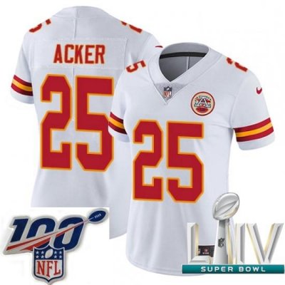 2020 Super Bowl LIV Women Nike Kansas City Chiefs #25 Kenneth Acker White Vapor Untouchable Limited Player NFL Jersey