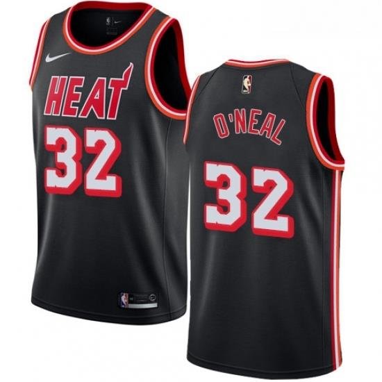 Youth Nike Miami Heat 32 Shaquille ONeal Swingman Black Black Fashion Hardwood Classics NBA Jersey