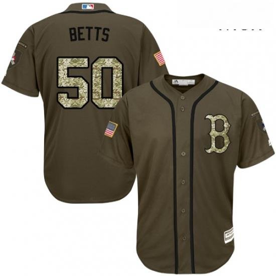 Mens Majestic Boston Red Sox 50 Mookie Betts Authentic Green Salute to Service MLB Jersey