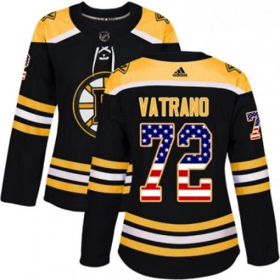 Womens Adidas Boston Bruins 72 Frank Vatrano Authentic Black USA Flag Fashion NHL Jersey