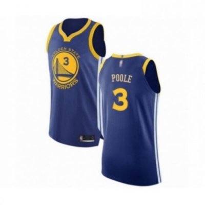 Mens Golden State Warriors 3 Jordan Poole Authentic Royal Blue Basketball Jersey Icon Edition