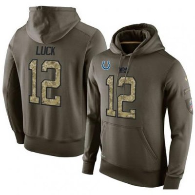 NFL Nike Indianapolis Colts 12 Andrew Luck Green Salute To Service Mens Pullover Hoodie