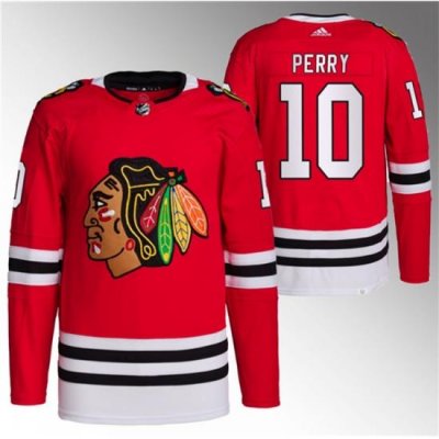 Men Chicago Blackhawks 10 Corey Perry Red Stitched Hockey Jersey