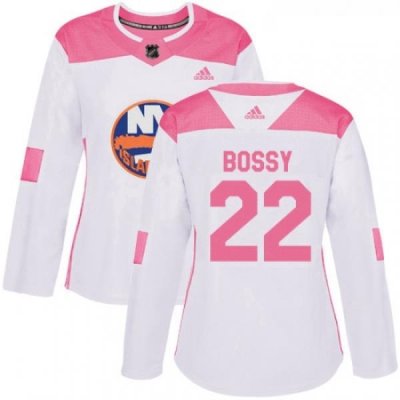 Womens Adidas New York Islanders 22 Mike Bossy Authentic WhitePink Fashion NHL Jersey