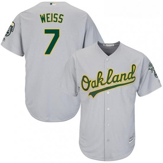 Youth Majestic Oakland Athletics 7 Walt Weiss Replica Grey Road Cool Base MLB Jersey