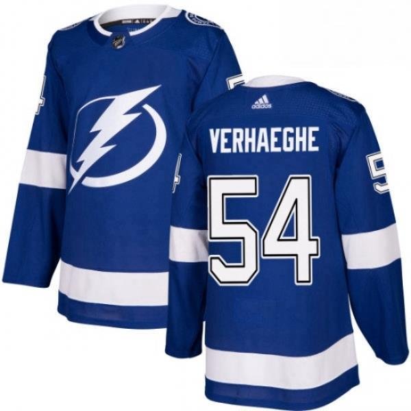 Mens Adidas Tampa Bay Lightning 54 Carter Verhaeghe Premier Royal Blue Home NHL Jersey