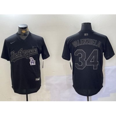 Men Los Angeles Dodgers 34 Black Cool Base Stitched Baseball Jersey 2