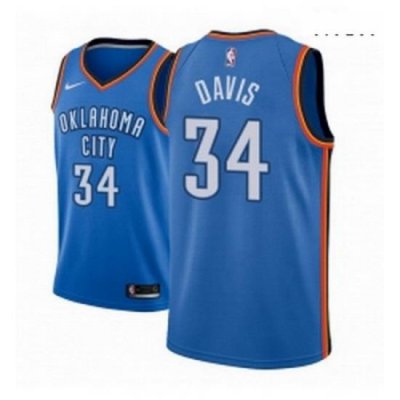 Men NBA 2018 19 Oklahoma City Thunder 34 Tyler Davis Icon Edition Blue Jersey