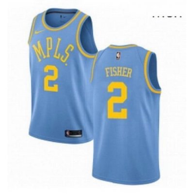 Mens Nike Los Angeles Lakers 2 Derek Fisher Swingman Blue Hardwood Classics NBA Jersey