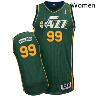 Womens Adidas Utah Jazz 99 Jae Crowder Authentic Green Alternate NBA Jersey