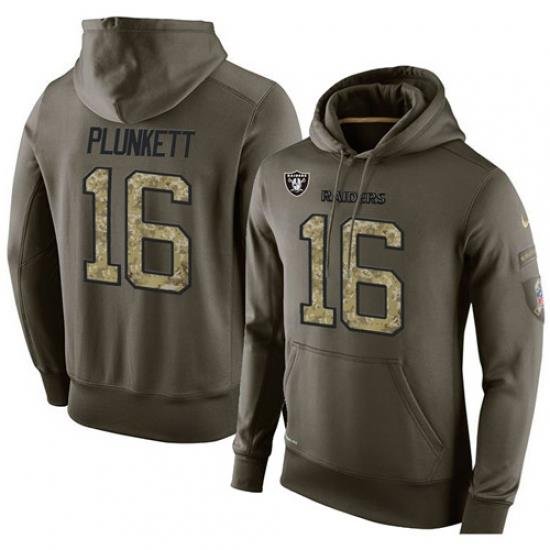 NFL Nike Oakland Raiders 16 Jim Plunkett Green Salute To Service Mens Pullover Hoodie