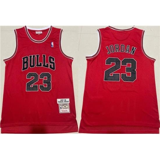 Men Chicago Bulls 23 Michael Jordan Red 1997 98 Throwback Stitched Jersey