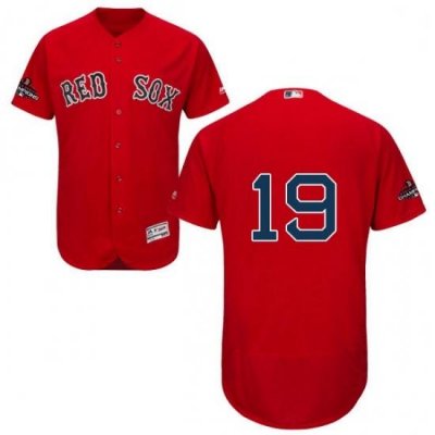 Mens Majestic Boston Red Sox 19 Jackie Bradley Jr Red Alternate Flex Base Authentic Collection 2018 World Series Jersey