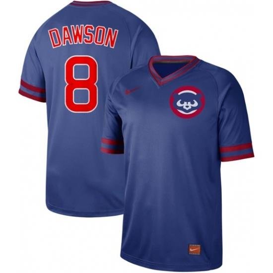 Mens Nike Chicago Cubs 8 Andre DaWson Royal Authentic CooperstoWn Collection Stitched Baseball Jerse