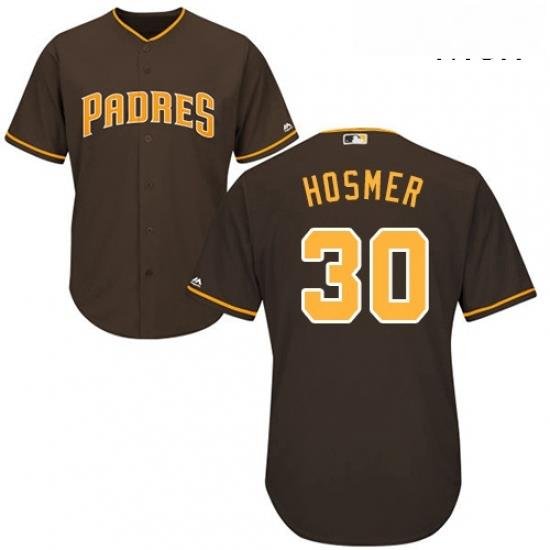 Mens Majestic San Diego Padres 30 Eric Hosmer Replica Brown Alternate Cool Base MLB Jersey