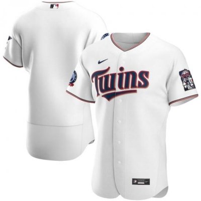 Men Minnesota TWins Men Nike White Home 2020 60th Season Flex Base Team MLB Jersey