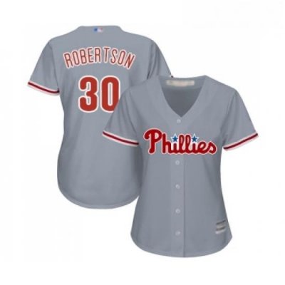 Womens Philadelphia Phillies 30 David Robertson Replica Grey Road Cool Base Baseball Jersey