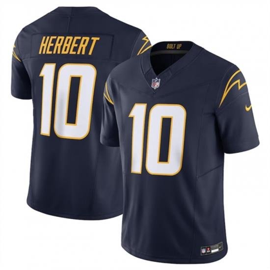 Men Los Angeles Chargers 10 Justin Herbert Navy 2023 F U S E  Vapor Untouchable Limited Stitched Jersey