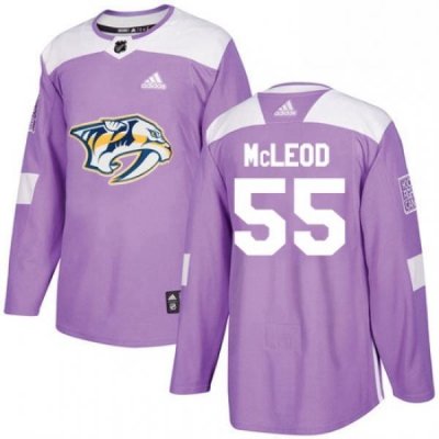 Mens Adidas Nashville Predators 55 Cody McLeod Authentic Purple Fights Cancer Practice NHL Jersey