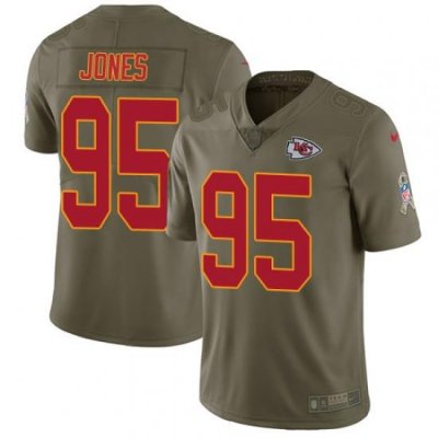 Youth Nike Chiefs #95 Chris Jones Olive Stitched NFL Limited 2017 Salute to Service Jersey