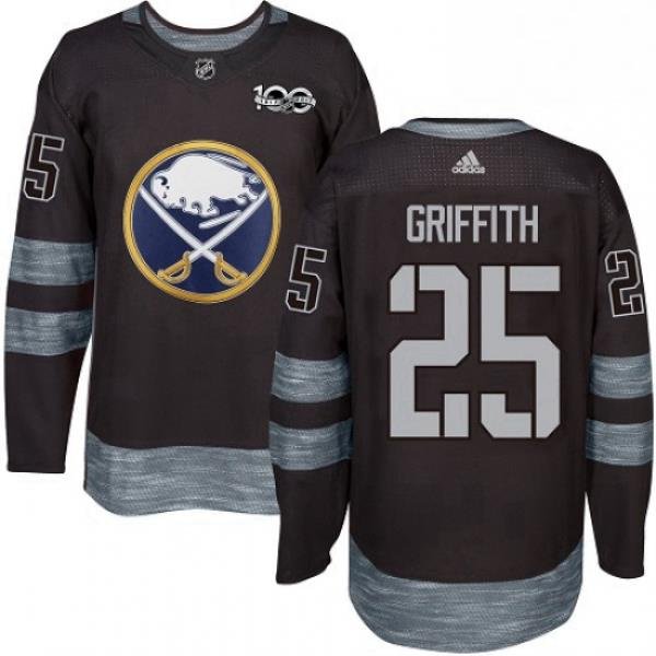 Mens Adidas Buffalo Sabres 25 Seth Griffith Authentic Black 1917 2017 100th Anniversary NHL Jersey