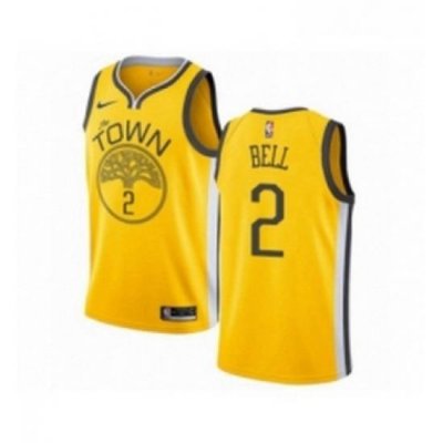 Youth Nike Golden State Warriors 2 Jordan Bell Yellow Swingman Jersey Earned Edition