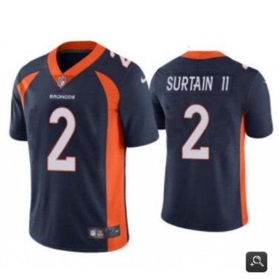 Men Denver Broncos #2 Patrick Surtain II 2021 NFL Draft Black Vapor Untouchable Limited Stitched Jersey