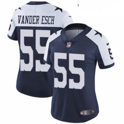 Womens Nike Dallas CoWboys 55 Leighton Vander Esch Navy Blue ThroWback Alternate Vapor Untouchable Limited Player NFL Jersey