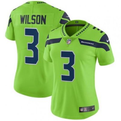 Womens Nike Seahawks #3 Russell Wilson Green  Stitched NFL Limited Rush Jersey