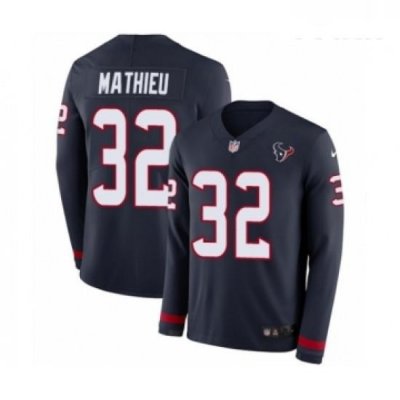 Youth Nike Houston Texans 32 Tyrann Mathieu Limited Navy Blue Therma Long Sleeve NFL Jersey