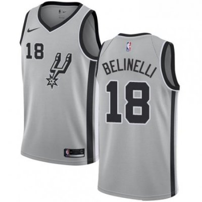 Womens Nike San Antonio Spurs 18 Marco Belinelli Swingman Silver NBA Jersey Statement Edition