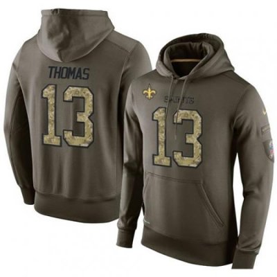 NFL Nike New Orleans Saints 13 Michael Thomas Green Salute To Service Mens Pullover Hoodie