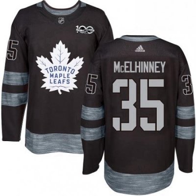 Mens Adidas Toronto Maple Leafs 35 Curtis McElhinney Authentic Black 1917 2017 100th Anniversary NHL Jersey