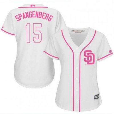 Womens Majestic San Diego Padres 15 Cory Spangenberg Authentic White Fashion Cool Base MLB Jersey