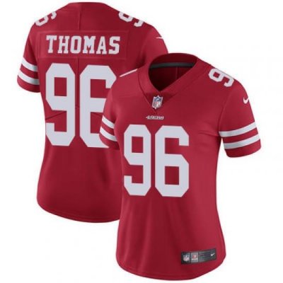 Nike 49ers #96 Solomon Thomas Red Team Color Womens Stitched NFL Vapor Untouchable Limited Jersey